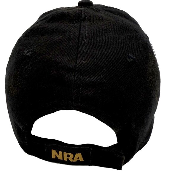 NRA Black / Gold Embroidered Strapback Cap – National Rifle Association Hat - Picture 7 of 11